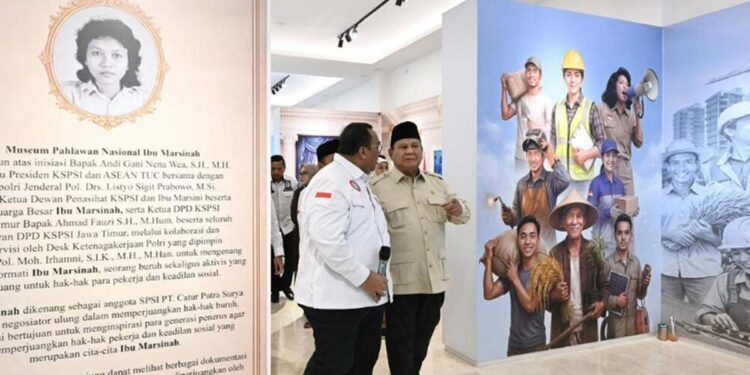 Presiden Prabowo Subianto meresmikan Museum Ibu Marsinah dan Rumah Singgah di Nganjuk sebagai simbol penghormatan terhadap perjuangan buruh dan hak asasi manusia di Indonesia.