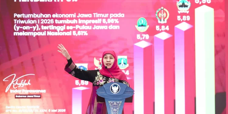 Gubernur Khofifah saat membuka Musda IX periode 2026-2031 DPD Organda Jatim di Hotel JW Marriott Surabaya, Selasa (12/5/2026). (Foto: Dok.Humas Pemprov Jatim)